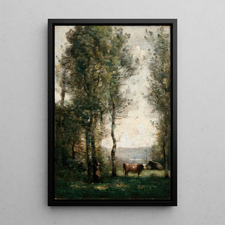 JeanBaptisteCamille Corot - Wooded Landscape with Cows in a Clearing.webp