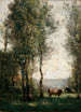 pejzaż z drzewami i krowami na polanie - Jean-Baptiste-Camille Corot — widok dzieła