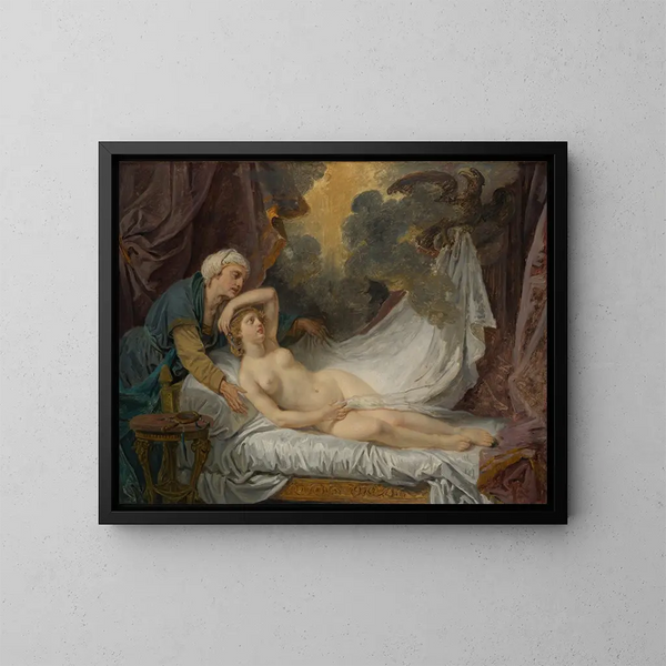 Aigina odwiedzona przez Jowisza - Jean-Baptiste Greuze — oprawiony obraz na ścianie