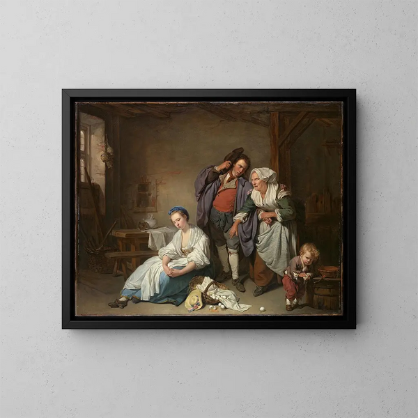 Rozbite jajka - Jean-Baptiste Greuze — oprawiony obraz na ścianie