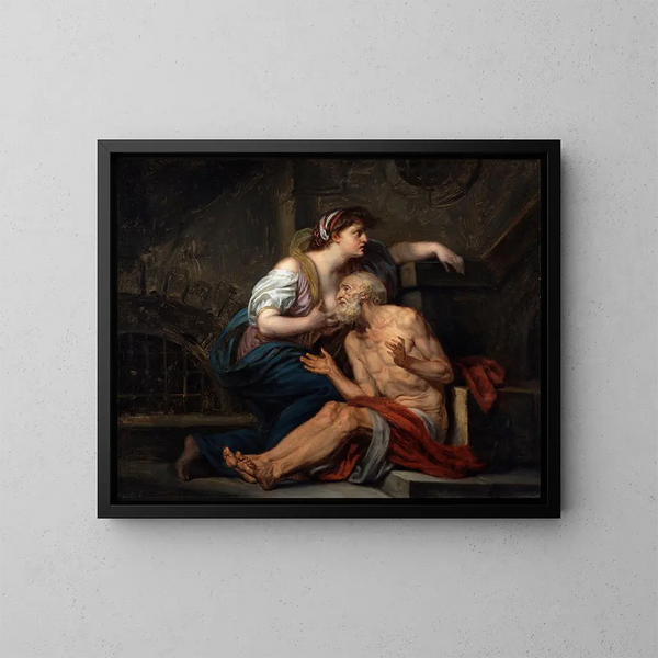 La Charité romaine - Jean-Baptiste Greuze — oprawiony obraz na ścianie