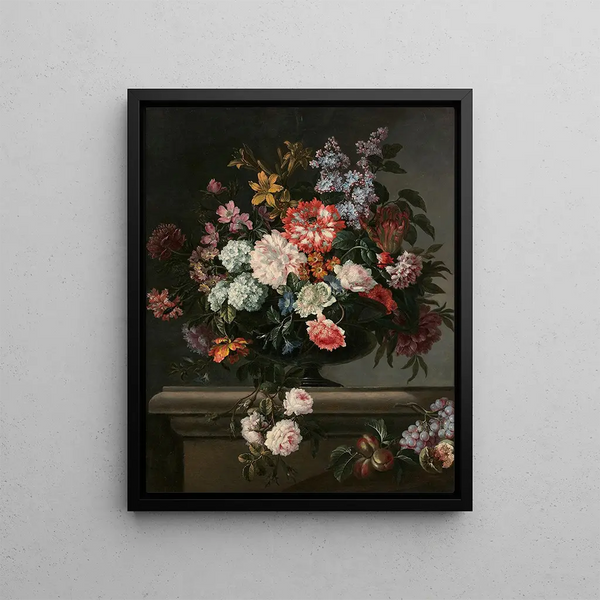 JeanBaptiste Monnoyer - Vase de fleurs et fruits sur un entablement.webp