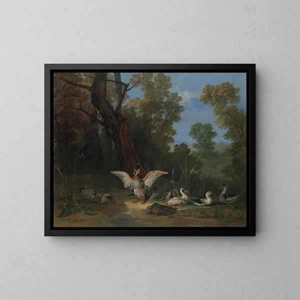 Kaczki odpoczywające na słońcu - Jean-Baptiste Oudry — oprawiony obraz na ścianie