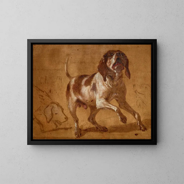Studium szczekającego psa - Jean-Baptiste Oudry — oprawiony obraz na ścianie