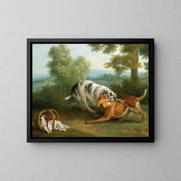 Le chien apportant son dîner à son maître - Jean-Baptiste Oudry — oprawiony obraz na ścianie