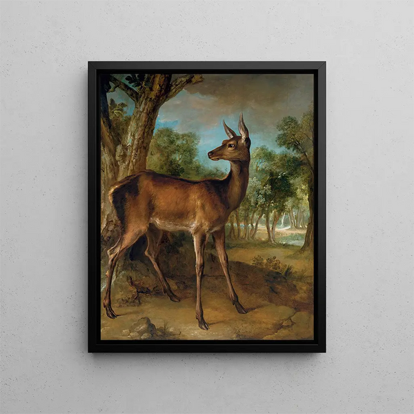 The Watchful Doe, biche aux Augets - Jean-Baptiste Oudry — oprawiony obraz na ścianie