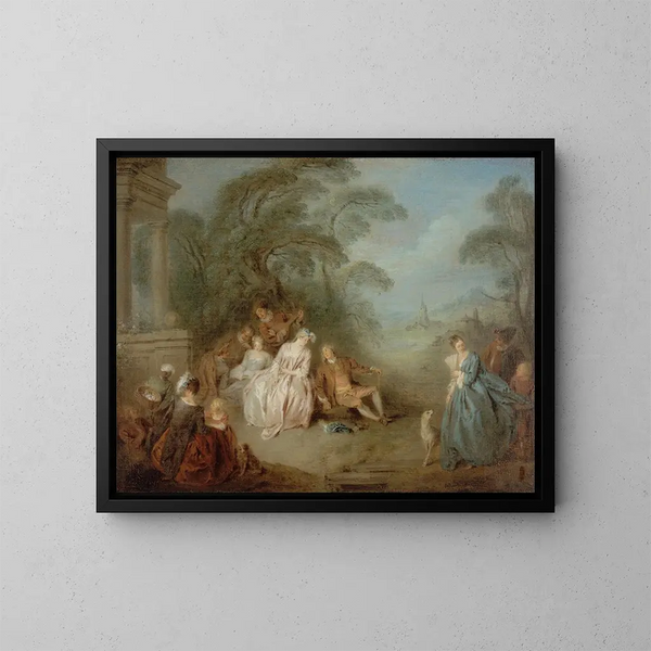 Zgromadzenie w parku - Jean-Baptiste Pater — oprawiony obraz na ścianie