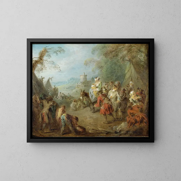 Campement - Jean-Baptiste Pater — oprawiony obraz na ścianie
