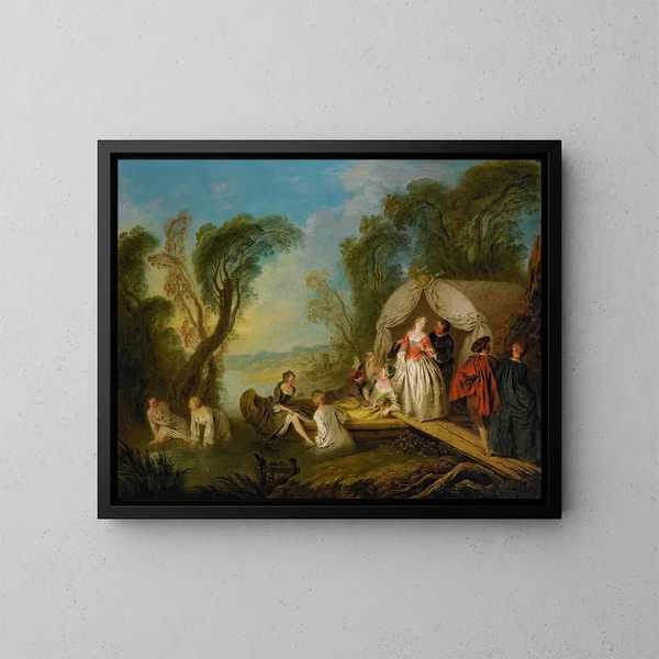 Fête galante: La barque de plaisir - Jean-Baptiste Pater — oprawiony obraz na ścianie
