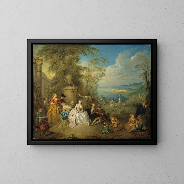 Fête galante dans un paysage côtier - Jean-Baptiste Pater — oprawiony obraz na ścianie