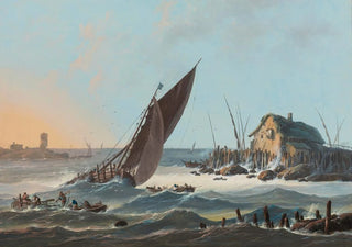 JeanBaptiste Pillement - A View Of The Tagus Portugal With Ships And Boats In A Rough Sea.webp