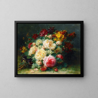 JeanBaptiste Robie - A Bouquet Of Cabbage Roses.webp