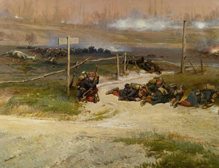 JeanBaptiste douard Detaille - Au Pied Du Poteau A Fragment From The Panorama Of The Battle Of Champigny.webp