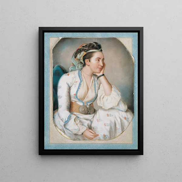 Kobieta w tureckiej sukni - Jean-Étienne Liotard — oprawiony obraz na ścianie