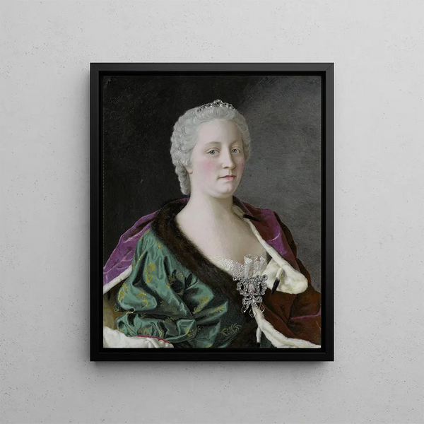 Marie-Therese, arcyksiężna Austrii, królowa Węgier i Czech oraz cesarzowa Rzeszy Niemieckiej - Jean-Étienne Liotard — oprawiony obraz na ścianie