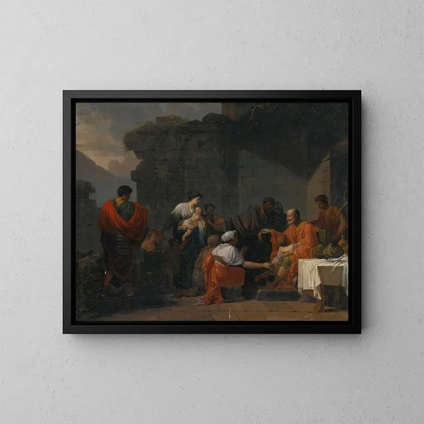 Belisaire otrzymujący gościnność od chłopa - Jean-François-Pierre Peyron — oprawiony obraz na ścianie