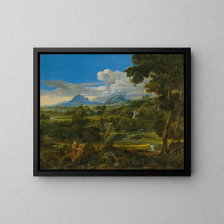pejzaż z pasterzami - Jean-François Millet — oprawiony obraz na ścianie