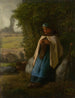siedzącej kobiety przy skalnym brzegu - Jean-François Millet — widok dzieła