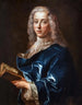 Portret mężczyzny w niebieskim płaszczu trzymającego książkę - Jean-François de Troy — widok dzieła