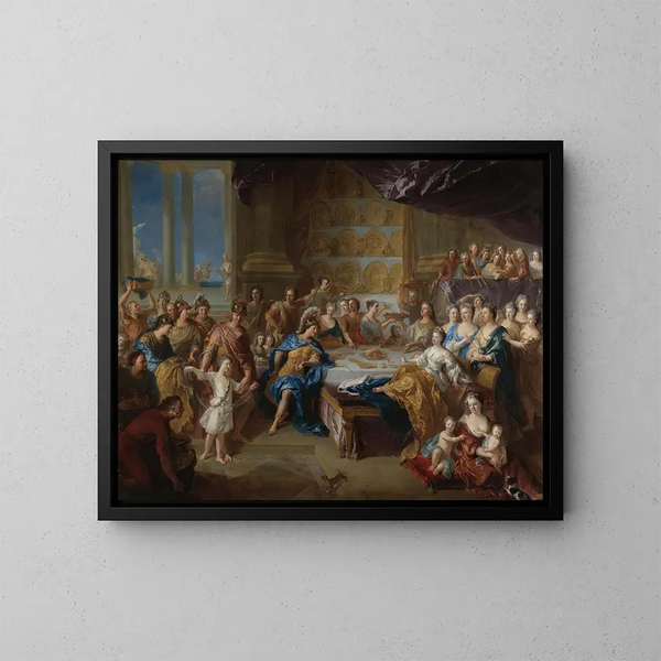 Le festin de Didon et Énée, un portrait allégorique de la famille du duc et de la duchesse du Maine - Jean-François de Troy — oprawiony obraz na ścianie