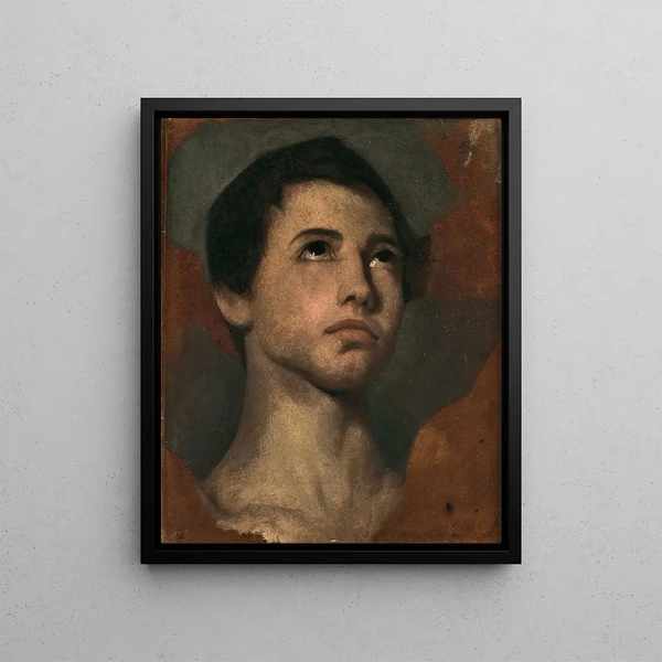 Studium głowy młodego chłopca - Jean-Hippolyte Flandrin — oprawiony obraz na ścianie