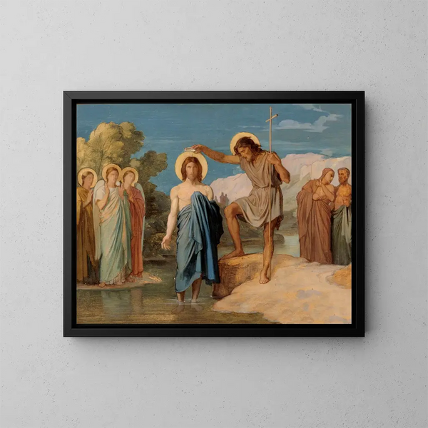 Chrztu Chrystusa - Jean-Hippolyte Flandrin — oprawiony obraz na ścianie