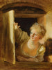 Młoda kobieta pochylona przy oknie - Jean-Honoré Fragonard — widok dzieła