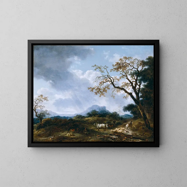 Krajobraz z przelotną ulewą - Jean-Honoré Fragonard — oprawiony obraz na ścianie