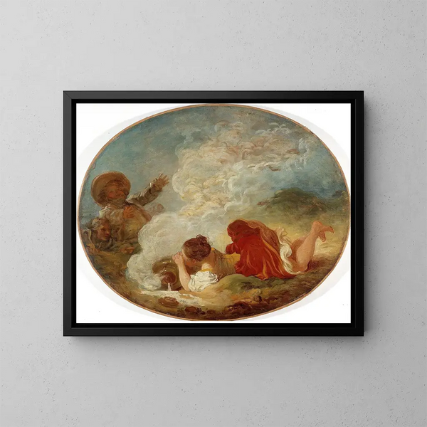 Perrette i dzbanek mleka - Jean-Honoré Fragonard — oprawiony obraz na ścianie