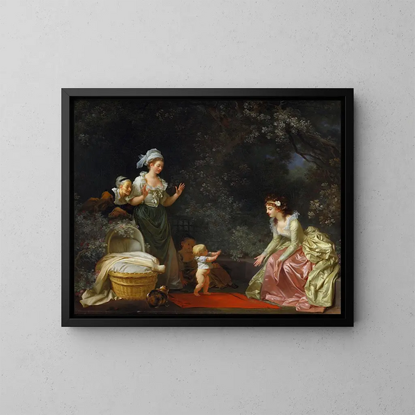 Les Premiers Pas - Jean-Honoré Fragonard — oprawiony obraz na ścianie