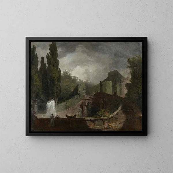 monumentalnych schodów w Villa d'Este w Tivoli - Jean-Honoré Fragonard — oprawiony obraz na ścianie