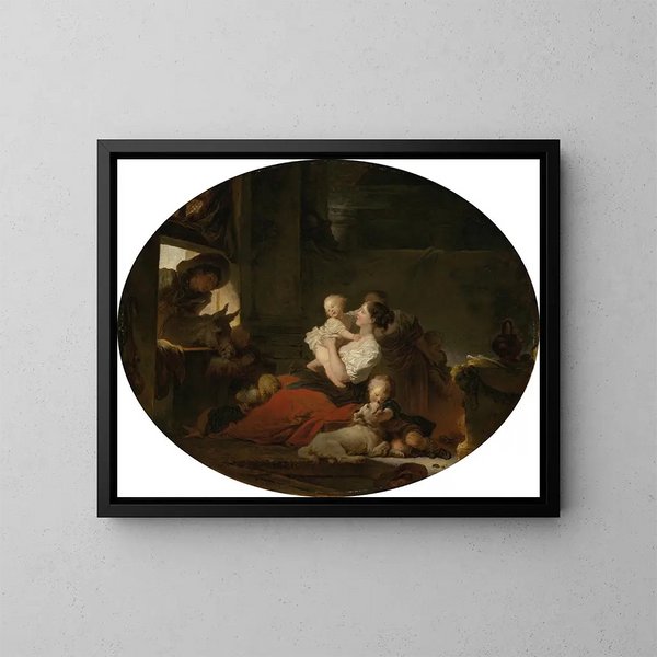 La Famille heureuse - Jean-Honoré Fragonard — oprawiony obraz na ścianie