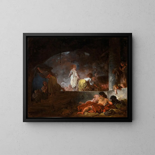 Les Blanchisseuses - Jean-Honoré Fragonard — oprawiony obraz na ścianie