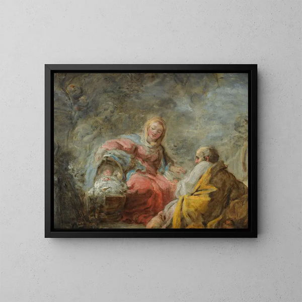 Le Repos pendant la fuite en Égypte - Jean-Honoré Fragonard — oprawiony obraz na ścianie