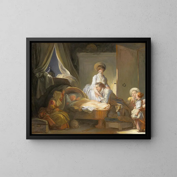 La Visite à la Crèche - Jean-Honoré Fragonard — oprawiony obraz na ścianie