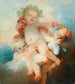 Trzy putti ozdobione kwiatami - Jean-Honoré Fragonard — widok dzieła