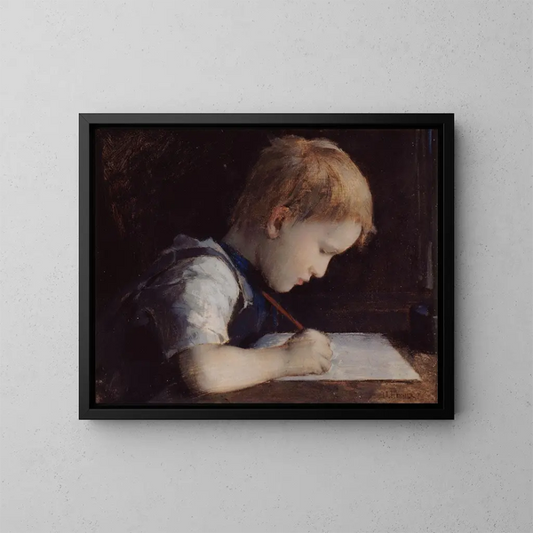 Mały pisarz - Jean-Jacques Henner — oprawiony obraz na ścianie