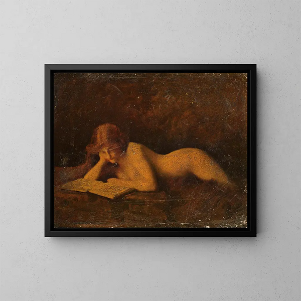Kobieta czytająca - Jean-Jacques Henner — oprawiony obraz na ścianie