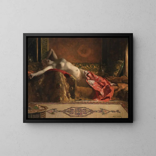 Odalisque leżąca - Jean-Joseph Benjamin-Constant — oprawiony obraz na ścianie