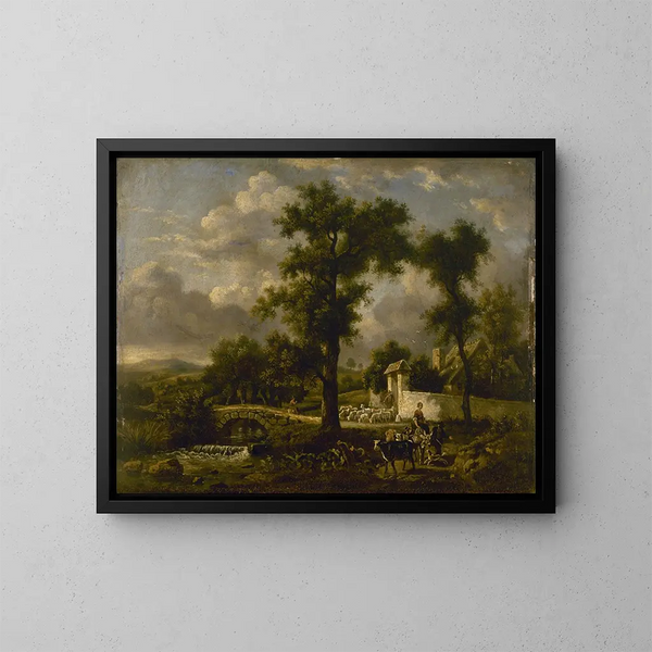 Scène champêtre - Jean-Louis Demarne — oprawiony obraz na ścianie