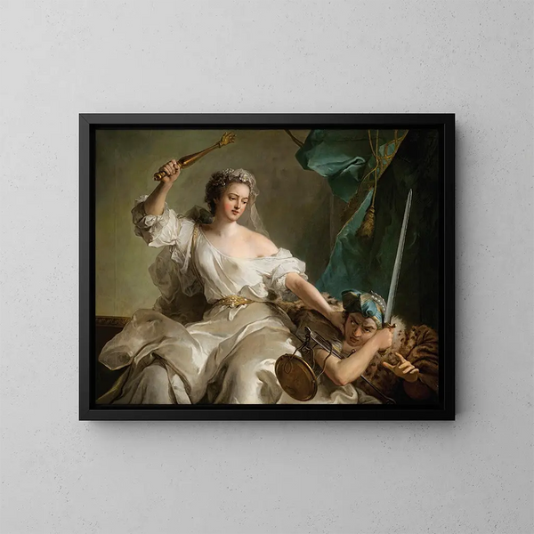 Alegoria Sprawiedliwości karzącej Niesprawiedliwość 1737 - Jean-Marc Nattier — oprawiony obraz na ścianie
