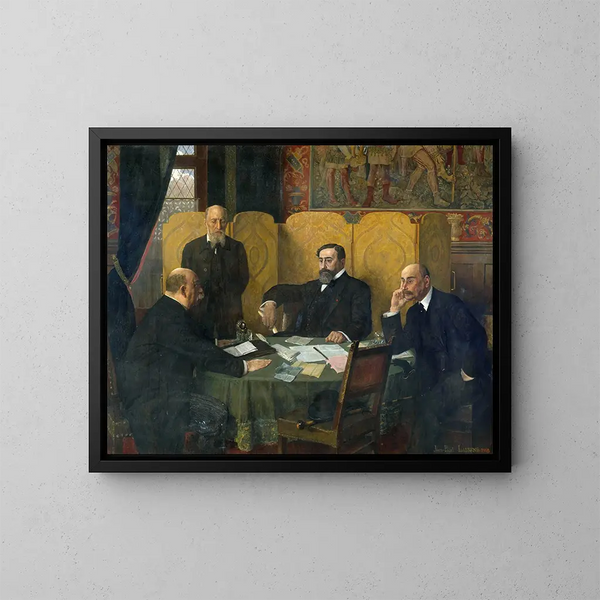 Komitet Bezpieczeństwa Miasta Paryża i departamentu Sekwany podczas wojny w 1914-1918 - Jean-Paul Laurens — oprawiony obraz na ścianie