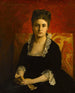 Portret kobiety w czarnej sukni trzymającej rękawiczkę - Jean-Paul Laurens — widok dzieła