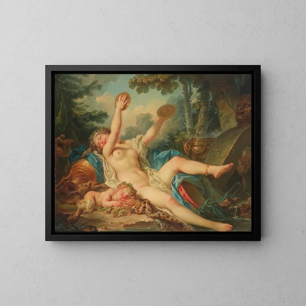Bacchante leżąca grająca na cymbałach - Jean-Simon Berthélemy — oprawiony obraz na ścianie