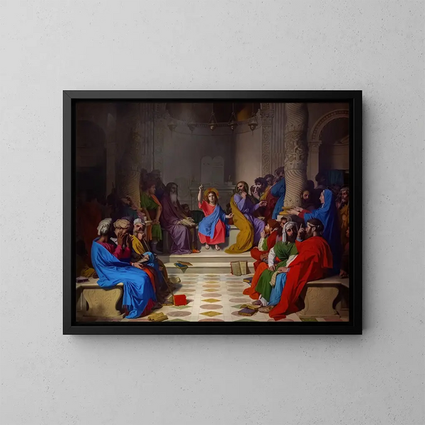 Jezus wśród uczonych - Jean-Auguste-Dominique Ingres — oprawiony obraz na ścianie