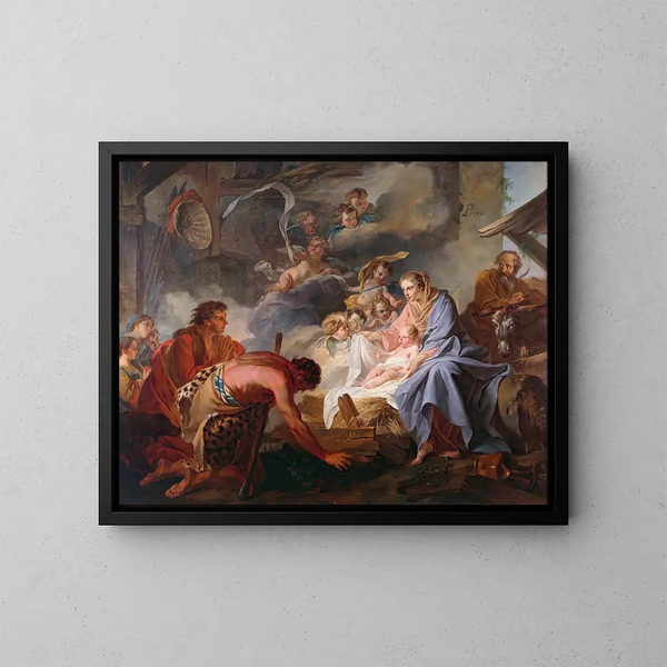 L'Adoration des bergers - Jean Baptiste Marie Pierre — oprawiony obraz na ścianie