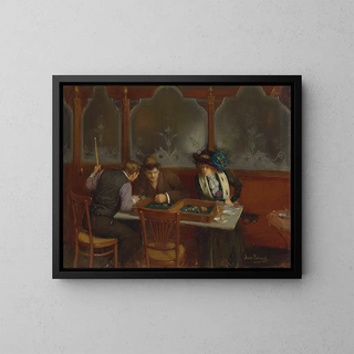 Przy kawie - Jean Béraud — oprawiony obraz na ścianie