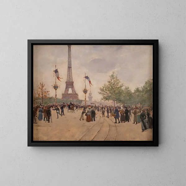 Wejście na Wystawę Światową w 1889 roku - Jean Béraud — oprawiony obraz na ścianie