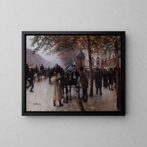 Le boulevard des Capucines le soir devant le Café Napolitain - Jean Béraud — oprawiony obraz na ścianie