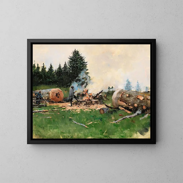 Mężczyzna z drewna w górskiej wiosce - Jean Béraud — oprawiony obraz na ścianie